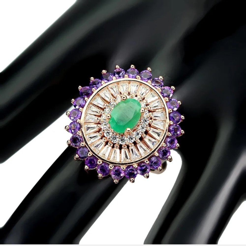 Statement Emerald Ring, Estate Gemstone Ring, Coc… - image 3